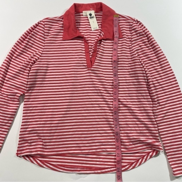 New Sample T La Long Sleeve Collared Shirt Coral Stripe - Picture 6 of 6